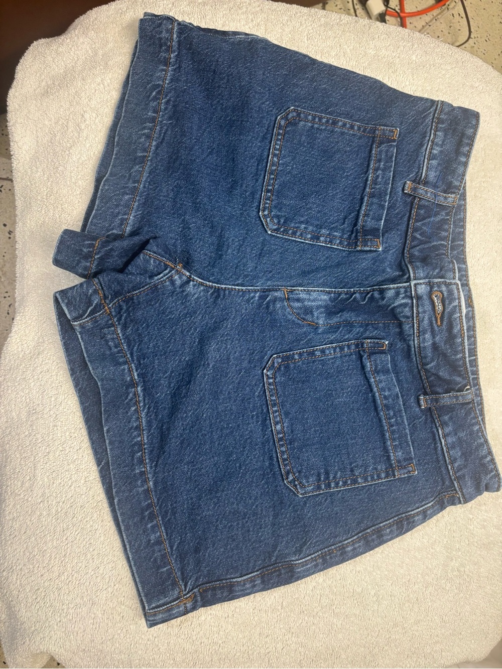 LOFT Blue Denim Shorts with Contrast Stitching